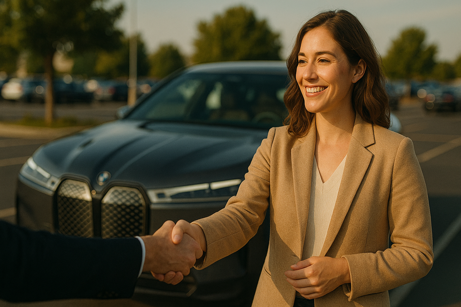 One Stop Auto Leasing customer handshake